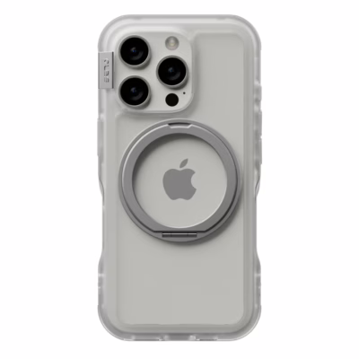 Ples รุ่น Arche Magnetic Ring Stand - เคส iPhone 16 Pro - สี Matt Clear (Silver)