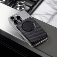 ohsnap! รุ่น Snap Grip Wallet - ที่เก็บบัตรติดหลังมือถือ - สี Carbon Fiber
