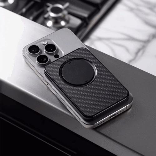 ohsnap! รุ่น Snap Grip Wallet - ที่เก็บบัตรติดหลังมือถือ - สี Carbon Fiber