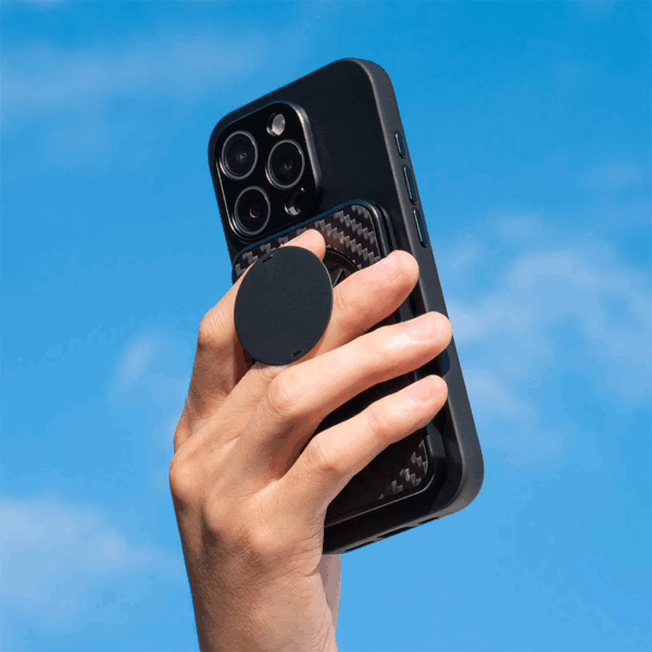 ohsnap! รุ่น Snap Grip Wallet - ที่เก็บบัตรติดหลังมือถือ - สี Carbon Fiber