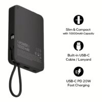 Momax รุ่น 1-Power X (10000mAh) - แบตเตอร์รี่สำรองพร้อมสาย USB-C ในตัว - สี Yellow