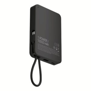 Momax รุ่น 1-Power X (10000mAh) - แบตเตอร์รี่สำรองพร้อมสาย USB-C ในตัว - สี Black
