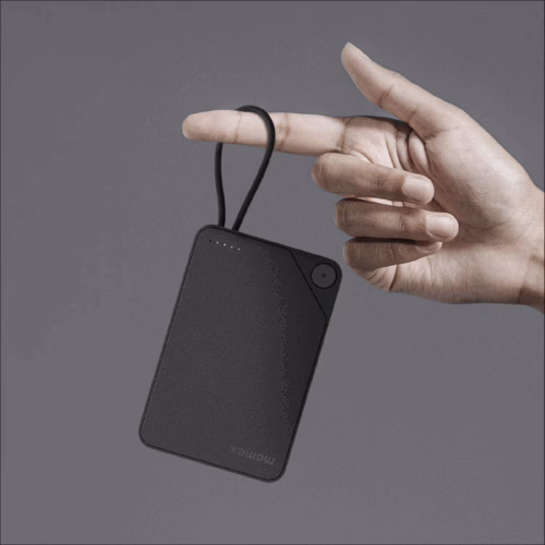 Momax รุ่น 1-Power X (10000mAh) - แบตเตอร์รี่สำรองพร้อมสาย USB-C ในตัว - สี Black