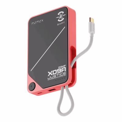 Momax รุ่น 1-Power X (10000mAh) - แบตเตอร์รี่สำรองพร้อมสาย USB-C ในตัว - สี X09A Justice Red (Limited Edition)