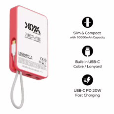Momax รุ่น 1-Power X (10000mAh) - แบตเตอร์รี่สำรองพร้อมสาย USB-C ในตัว - สี X09A Justice Red (Limited Edition) - Image 3