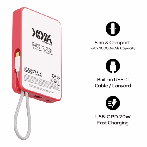Momax รุ่น 1-Power X (10000mAh) - แบตเตอร์รี่สำรองพร้อมสาย USB-C ในตัว - สี X09A Justice Red (Limited Edition)
