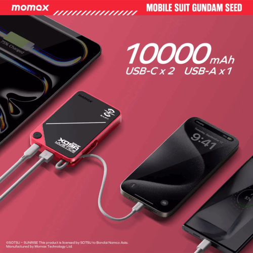 Momax รุ่น 1-Power X (10000mAh) - แบตเตอร์รี่สำรองพร้อมสาย USB-C ในตัว - สี X09A Justice Red (Limited Edition)