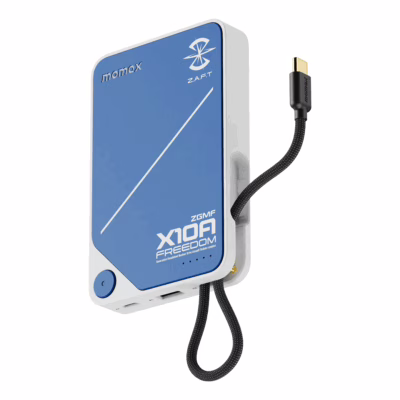 Momax รุ่น 1-Power X (10000mAh) - แบตเตอร์รี่สำรองพร้อมสาย USB-C ในตัว - สี X10A Freedom Blue (Limited Edition)