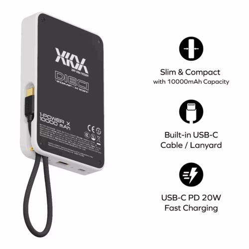 Momax รุ่น 1-Power X (10000mAh) - แบตเตอร์รี่สำรองพร้อมสาย USB-C ในตัว - สี X10A Freedom Blue (Limited Edition)