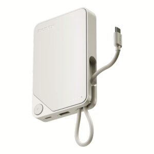 Momax รุ่น 1-Power X (10000mAh) - แบตเตอร์รี่สำรองพร้อมสาย USB-C ในตัว - สี White