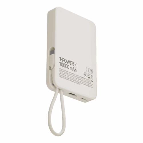 Momax รุ่น 1-Power X (10000mAh) - แบตเตอร์รี่สำรองพร้อมสาย USB-C ในตัว - สี White
