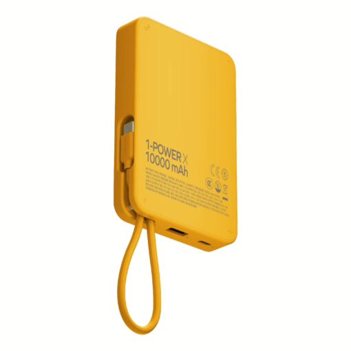 Momax รุ่น 1-Power X (10000mAh) - แบตเตอร์รี่สำรองพร้อมสาย USB-C ในตัว - สี Yellow - Image 3