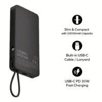 Momax รุ่น 1-Power X (20000mAh) - แบตเตอร์รี่สำรองพร้อมสาย USB-C ในตัว - สี Yellow