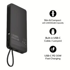 Momax รุ่น 1-Power X (20000mAh) - แบตเตอร์รี่สำรองพร้อมสาย USB-C ในตัว - สี Yellow