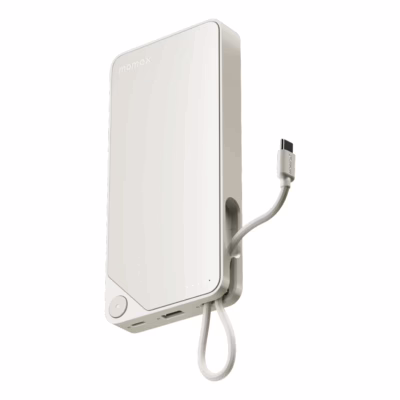 Momax รุ่น 1-Power X (20000mAh) - แบตเตอร์รี่สำรองพร้อมสาย USB-C ในตัว - สี White