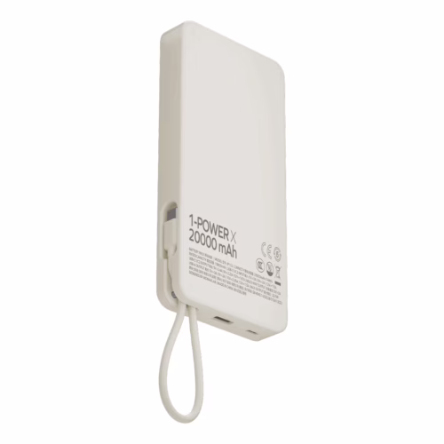 Momax รุ่น 1-Power X (20000mAh) - แบตเตอร์รี่สำรองพร้อมสาย USB-C ในตัว - สี White