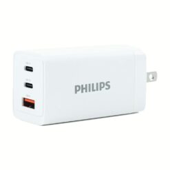 Philips หัวชาร์จ รุ่น PD65W อะแดปเตอร์ 3 พอร์ต USB-A/USB-C ชาร์จไว PD - สี White