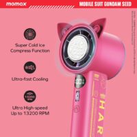Momax รุ่น 1°Go Portable Handheld High Speed Fan - พัดลมมือถือ - สี Gundam-Pink (Limited Edition)