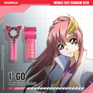 Momax รุ่น 1°Go Portable Handheld High Speed Fan - พัดลมมือถือ - สี Gundam-Pink (Limited Edition)