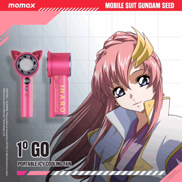 Momax รุ่น 1°Go Portable Handheld High Speed Fan - พัดลมมือถือ - สี Gundam-Pink (Limited Edition)