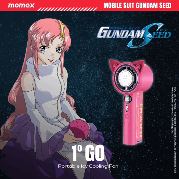 Momax รุ่น 1°Go Portable Handheld High Speed Fan - พัดลมมือถือ - สี Gundam-Pink (Limited Edition)