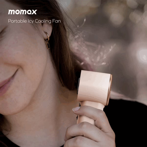 Momax รุ่น 1°Go Portable Handheld High Speed Fan - พัดลมมือถือ - สี Sandstone