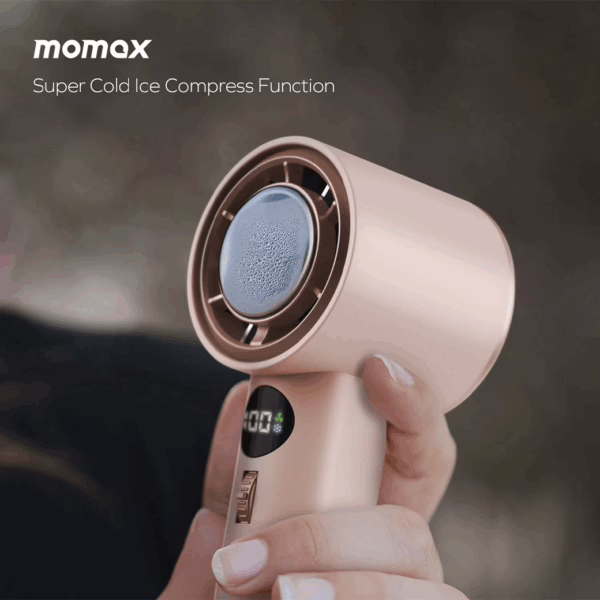 Momax รุ่น 1°Go Portable Handheld High Speed Fan - พัดลมมือถือ - สี Sandstone