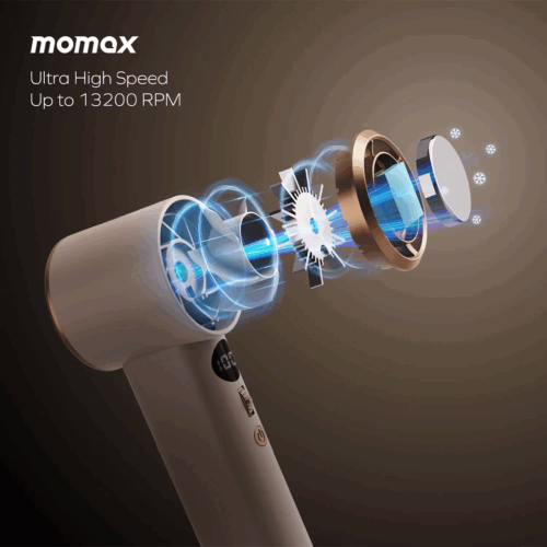 Momax รุ่น 1°Go Portable Handheld High Speed Fan - พัดลมมือถือ - สี Sandstone