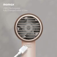 Momax รุ่น 1°Go Portable Handheld High Speed Fan - พัดลมมือถือ - สี Sandstone