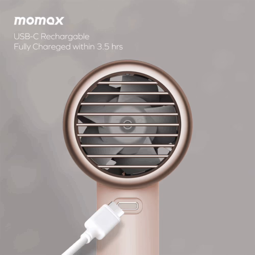 Momax รุ่น 1°Go Portable Handheld High Speed Fan - พัดลมมือถือ - สี Sandstone