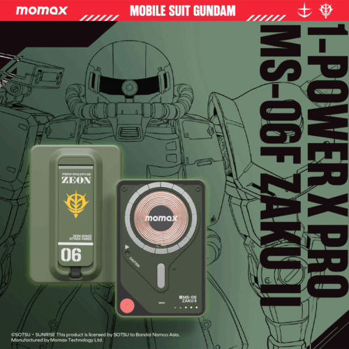 Momax รุ่น 1-Power X Pro with Stand (5000mAh) - พาวเวอร์แบงค์ไร้สาย+Built-in USB-C - สี MS-06F-Green (Limited Edition)