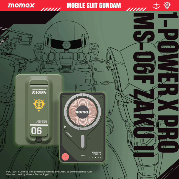 Momax รุ่น 1-Power X Pro with Stand (5000mAh) - พาวเวอร์แบงค์ไร้สาย+Built-in USB-C - สี MS-06F-Green (Limited Edition)
