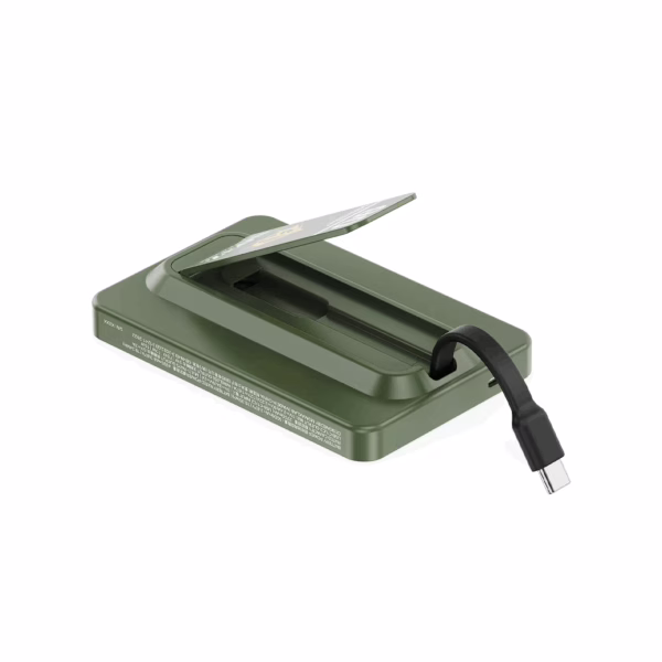 Momax รุ่น 1-Power X Pro with Stand (5000mAh) - พาวเวอร์แบงค์ไร้สาย+Built-in USB-C - สี MS-06F-Green (Limited Edition)