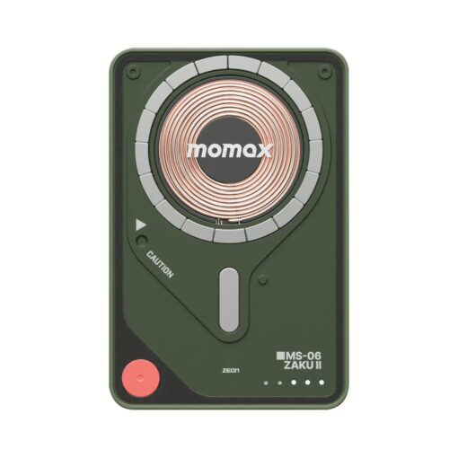 Momax รุ่น 1-Power X Pro with Stand (5000mAh) - พาวเวอร์แบงค์ไร้สาย+Built-in USB-C - สี MS-06F-Green (Limited Edition) - Image 5