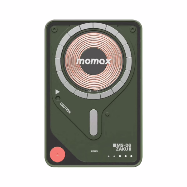 Momax รุ่น 1-Power X Pro with Stand (5000mAh) - พาวเวอร์แบงค์ไร้สาย+Built-in USB-C - สี MS-06F-Green (Limited Edition)