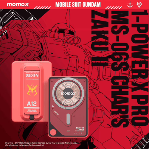 Momax รุ่น 1-Power X Pro with Stand (5000mAh) - พาวเวอร์แบงค์ไร้สาย+Built-in USB-C - สี MS-06S-Red (Limited Edition)