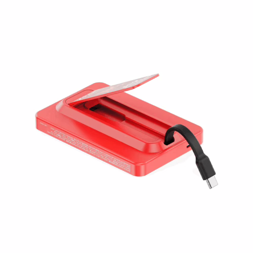 Momax รุ่น 1-Power X Pro with Stand (5000mAh) - พาวเวอร์แบงค์ไร้สาย+Built-in USB-C - สี MS-06S-Red (Limited Edition)