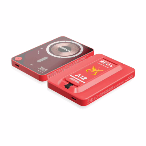 Momax รุ่น 1-Power X Pro with Stand (5000mAh) - พาวเวอร์แบงค์ไร้สาย+Built-in USB-C - สี MS-06S-Red (Limited Edition)