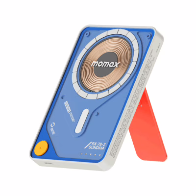 Momax รุ่น 1-Power X Pro with Stand (5000mAh) - พาวเวอร์แบงค์ไร้สาย+Built-in USB-C - สี RX-78-2-White (Limited Edition)