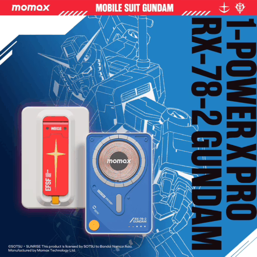 Momax รุ่น 1-Power X Pro with Stand (5000mAh) - พาวเวอร์แบงค์ไร้สาย+Built-in USB-C - สี RX-78-2-White (Limited Edition)