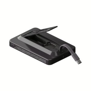 Momax รุ่น 1-Power X Pro with Stand (5000mAh) - พาวเวอร์แบงค์ไร้สาย+Built-in USB-C - สี Black
