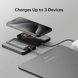 Momax รุ่น 1-Power X Pro with Stand (5000mAh) - พาวเวอร์แบงค์ไร้สาย+Built-in USB-C - สี Black