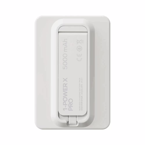 Momax รุ่น 1-Power X Pro with Stand (5000mAh) - พาวเวอร์แบงค์ไร้สาย+Built-in USB-C - สี White