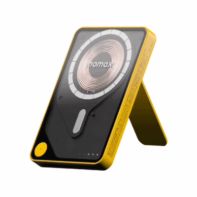 Momax รุ่น 1-Power X Pro with Stand (5000mAh) - พาวเวอร์แบงค์ไร้สาย+Built-in USB-C - สี Yellow