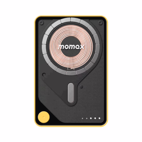 Momax รุ่น 1-Power X Pro with Stand (5000mAh) - พาวเวอร์แบงค์ไร้สาย+Built-in USB-C - สี Yellow