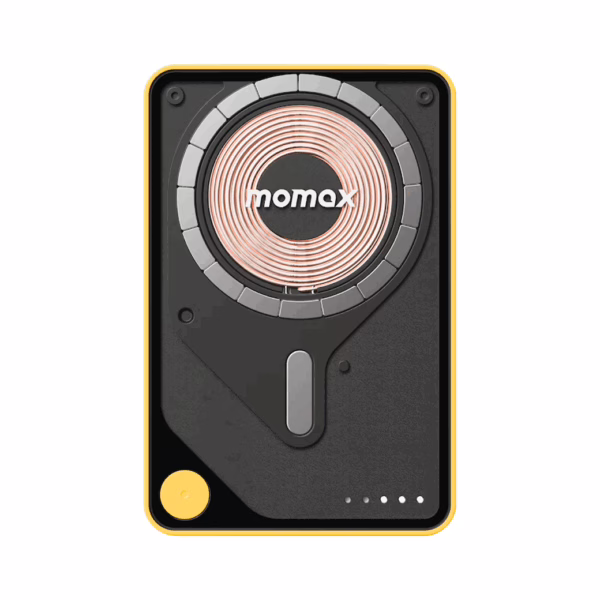 Momax รุ่น 1-Power X Pro with Stand (5000mAh) - พาวเวอร์แบงค์ไร้สาย+Built-in USB-C - สี Yellow