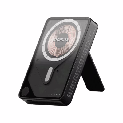 Momax รุ่น 1-Power X Pro+ with Stand (10000mAh) - พาวเวอร์แบงค์ไร้สาย+Built-in USB-C - สี Black