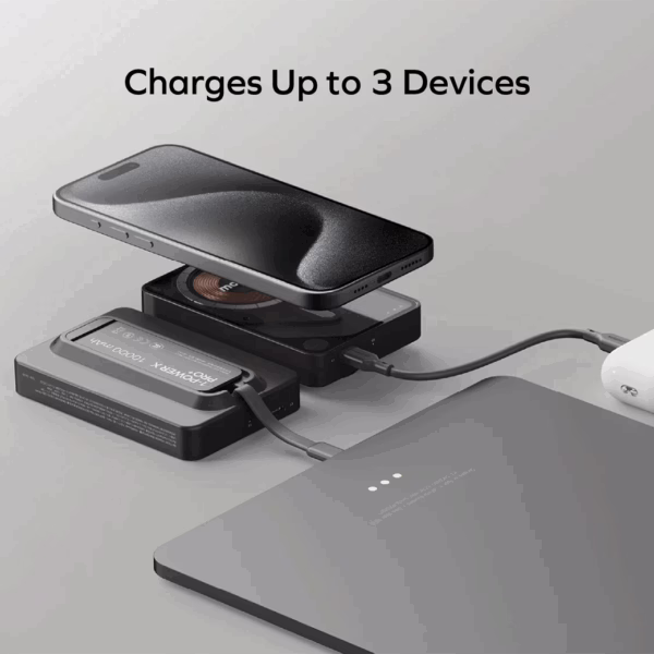 Momax รุ่น 1-Power X Pro+ with Stand (10000mAh) - พาวเวอร์แบงค์ไร้สาย+Built-in USB-C - สี Green