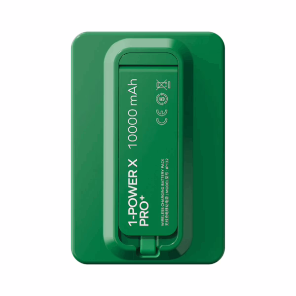 Momax รุ่น 1-Power X Pro+ with Stand (10000mAh) - พาวเวอร์แบงค์ไร้สาย+Built-in USB-C - สี Green