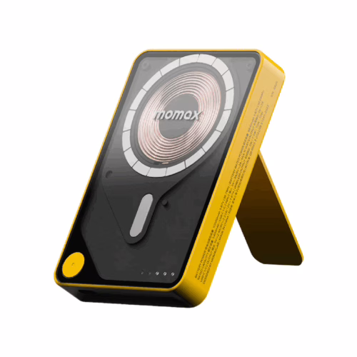 Momax รุ่น 1-Power X Pro+ with Stand (10000mAh) - พาวเวอร์แบงค์ไร้สาย+Built-in USB-C - สี Yellow